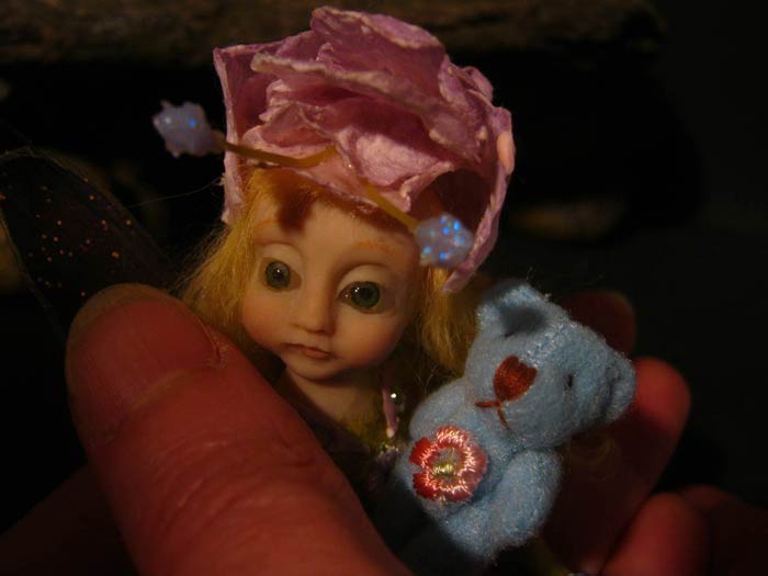 Ooak Baby Fairy Melina and Teddy Bear